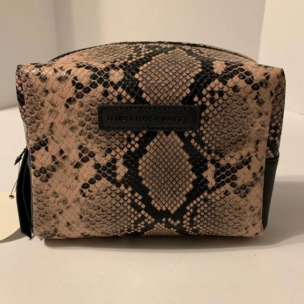 Tender Love and‎ Carry Faux Snakeskin Cosmetic Bag  NWT